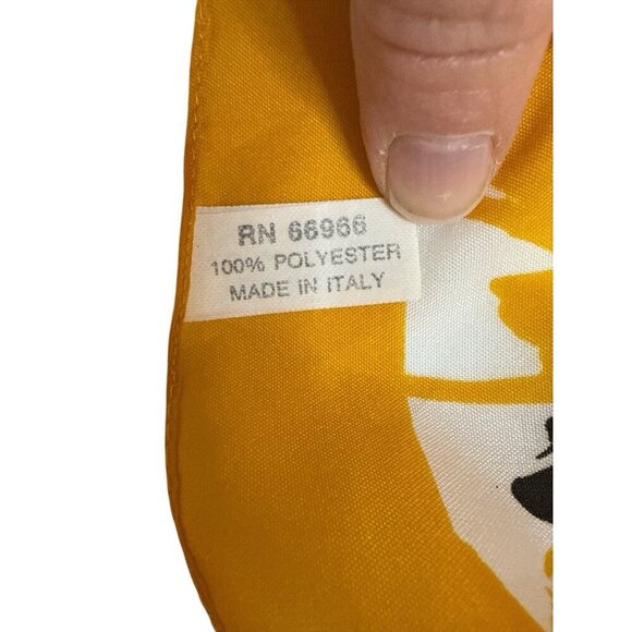 Scarf Made In Italy Yellow, Black And Cream Polyester Pre-Owned. 30 X 30” - Picture 5 of 6